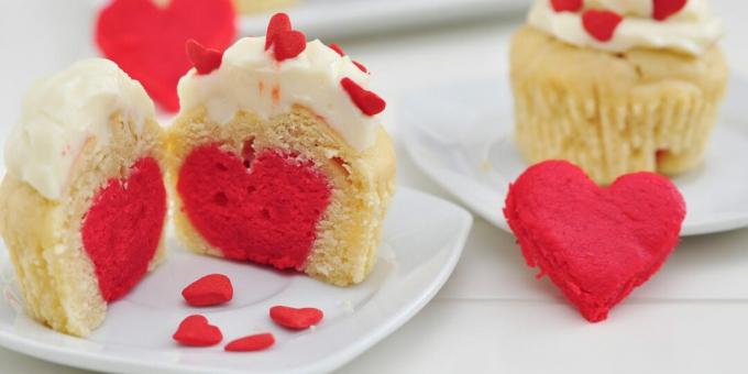 Cupcakes med ett dolt hjärta