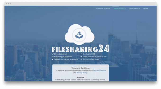 FileSharing24 skärm