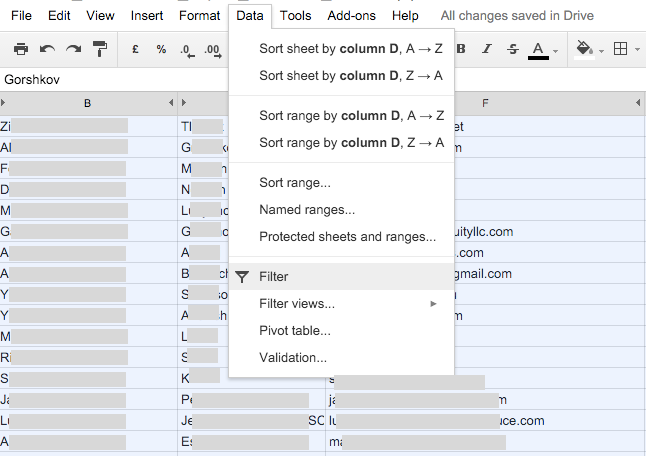 sortering email 