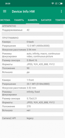 Översikt Xiaomi redmi Not 6 Pro: Kamerainformation