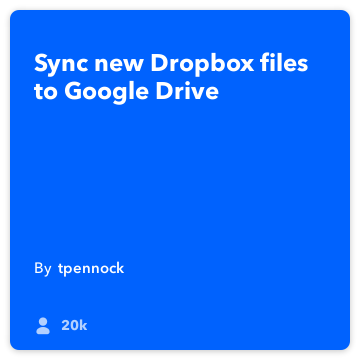 IFTTT Recept: Sync Dropbox med Google Drive ansluter dropbox till google-drive